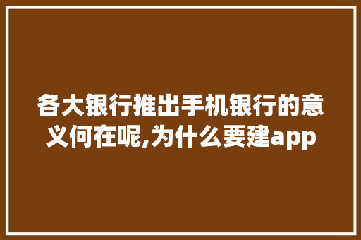 各大银行推出手机银行的意义何在呢,为什么要建app,不用微信。