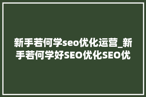 新手若何学seo优化运营_新手若何学好SEO优化SEO优化该从何入手 新手若何学seo优化运营_新手若何学好SEO优化SEO优化该从何入手 必应SEO