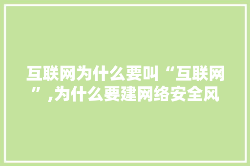互联网为什么要叫“互联网”,为什么要建网络安全风险评估机制。 互联网为什么要叫“互联网”,为什么要建网络安全风险评估机制。 网站建设公司