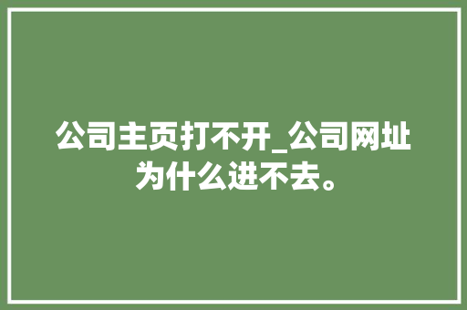 公司主页打不开_公司网址为什么进不去。