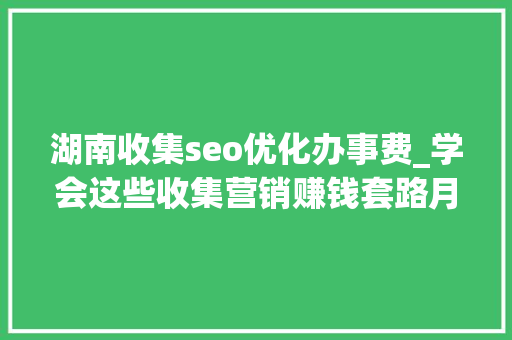 湖南收集seo优化办事费_学会这些收集营销赚钱套路月入两万不是梦 湖南收集seo优化办事费_学会这些收集营销赚钱套路月入两万不是梦 必应SEO