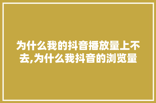 为什么我的抖音播放量上不去,为什么我抖音的浏览量很少。 为什么我的抖音播放量上不去,为什么我抖音的浏览量很少。 网站建设公司