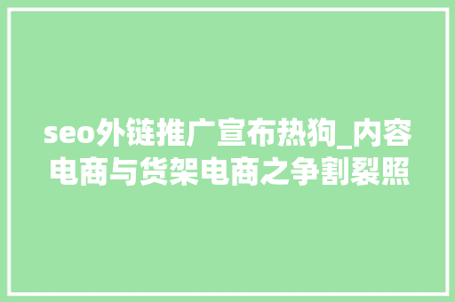 seo外链推广宣布热狗_内容电商与货架电商之争割裂照样闭环 seo外链推广宣布热狗_内容电商与货架电商之争割裂照样闭环 必应SEO