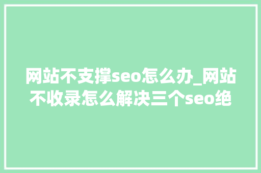 网站不支撑seo怎么办_网站不收录怎么解决三个seo绝招秒收策略分享
