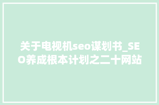 关于电视机seo谋划书_SEO养成根本计划之二十网站优化筹划 关于电视机seo谋划书_SEO养成根本计划之二十网站优化筹划 百度SEO