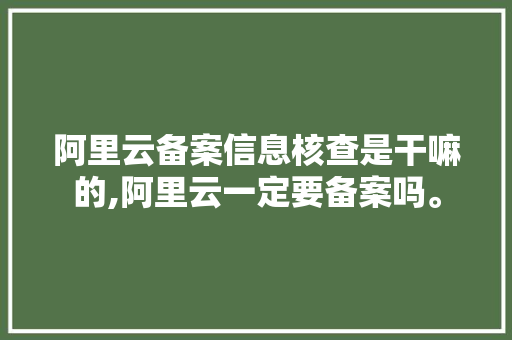 阿里云备案信息核查是干嘛的,阿里云一定要备案吗。 阿里云备案信息核查是干嘛的,阿里云一定要备案吗。 神马SEO