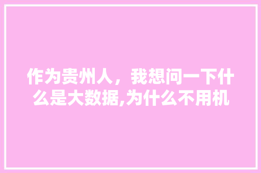 作为贵州人，我想问一下什么是大数据,为什么不用机器人枸杞呢。
