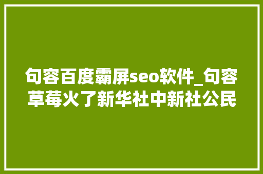 句容百度霸屏seo软件_句容草莓火了新华社中新社公民日报等各大年夜媒体争相报道 句容百度霸屏seo软件_句容草莓火了新华社中新社公民日报等各大年夜媒体争相报道 神马SEO