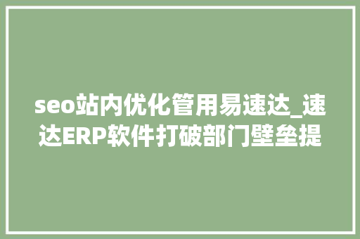 seo站内优化管用易速达_速达ERP软件打破部门壁垒提升企业运营效率 seo站内优化管用易速达_速达ERP软件打破部门壁垒提升企业运营效率 SEO关键词