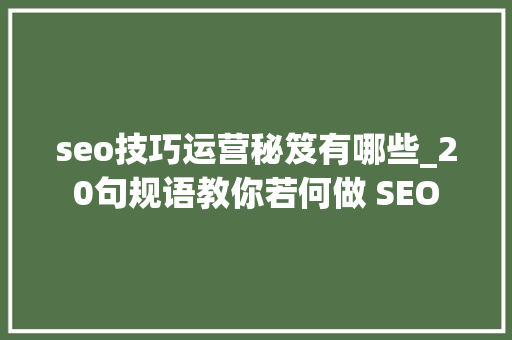 seo技巧运营秘笈有哪些_20句规语教你若何做 SEO 必应SEO seo技巧运营秘笈有哪些_20句规语教你若何做 SEO seo技巧运营秘笈有哪些_20句规语教你若何做 SEO 必应SEO