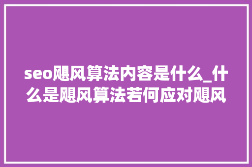 seo飓风算法内容是什么_什么是飓风算法若何应对飓风算法