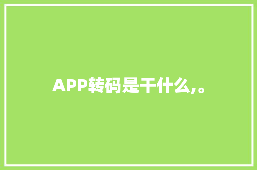 APP转码是干什么,。