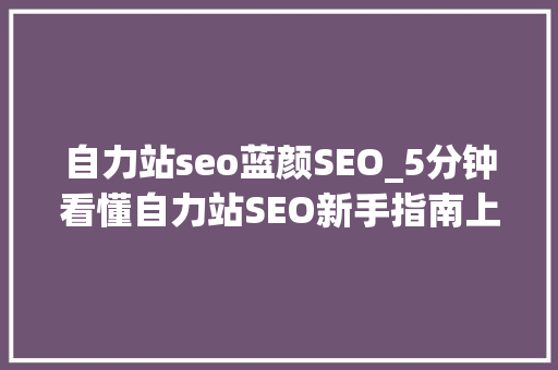 自力站seo蓝颜SEO_5分钟看懂自力站SEO新手指南上 自力站seo蓝颜SEO_5分钟看懂自力站SEO新手指南上 神马SEO