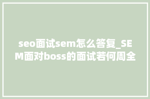 seo面试sem怎么答复_SEM面对boss的面试若何周全合理的回答