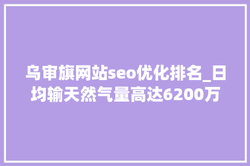 乌审旗网站seo优化排名_日均输天然气量高达6200万立方米鄂尔多斯这个采气厂打响冬供保卫战
