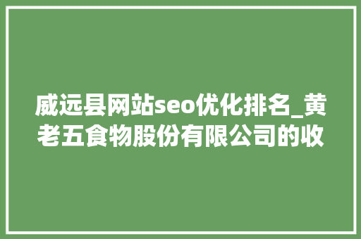 威远县网站seo优化排名_黄老五食物股份有限公司的收集营销分析申报