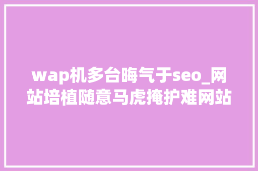 wap机多台晦气于seo_网站培植随意马虎掩护难网站被K怎么办