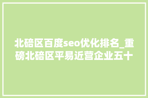 北碚区百度seo优化排名_重磅北碚区平易近营企业五十强出炉