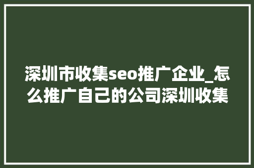 深圳市收集seo推广企业_怎么推广自己的公司深圳收集推广公司TOP10推荐 深圳市收集seo推广企业_怎么推广自己的公司深圳收集推广公司TOP10推荐 必应SEO