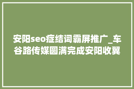 安阳seo症结词霸屏推广_车谷路传媒圆满完成安阳收翼创客系统实操训班报道推广 安阳seo症结词霸屏推广_车谷路传媒圆满完成安阳收翼创客系统实操训班报道推广 SEO关键词