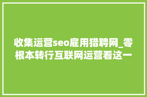收集运营seo雇用猎聘网_零根本转行互联网运营看这一篇文章就够了 收集运营seo雇用猎聘网_零根本转行互联网运营看这一篇文章就够了 必应SEO