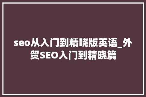 seo从入门到精晓版英语_外贸SEO入门到精晓篇 seo从入门到精晓版英语_外贸SEO入门到精晓篇 搜狗SEO