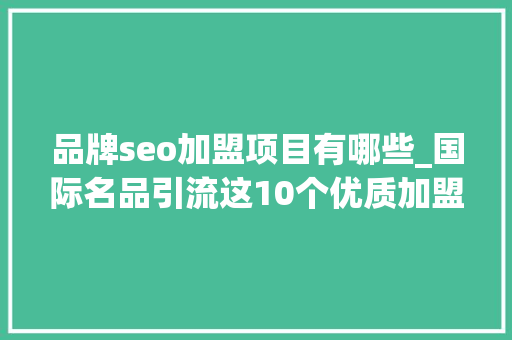 品牌seo加盟项目有哪些_国际名品引流这10个优质加盟店项目值得关注