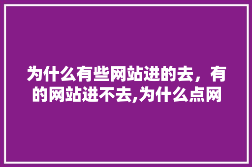 为什么有些网站进的去，有的网站进不去,为什么点网址进不去怎么回事。