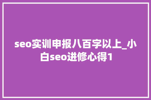 seo实训申报八百字以上_小白seo进修心得1