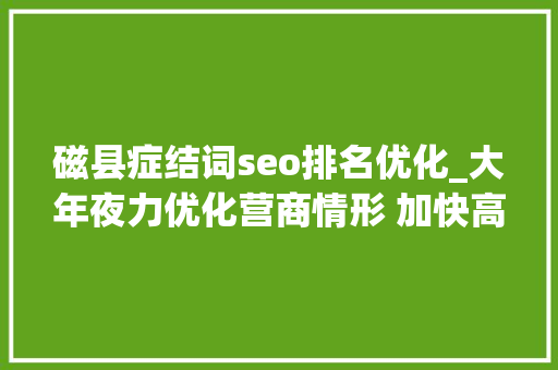磁县症结词seo排名优化_大年夜力优化营商情形 加快高质量成长磁县聪慧政务秒批秒办