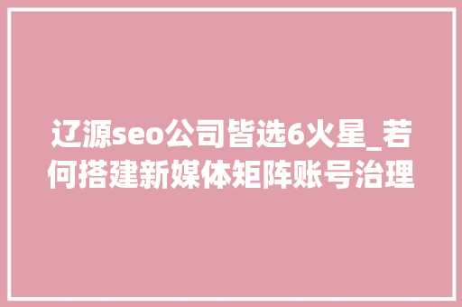 辽源seo公司皆选6火星_若何搭建新媒体矩阵账号治理系统有哪些 辽源seo公司皆选6火星_若何搭建新媒体矩阵账号治理系统有哪些 SEO关键词