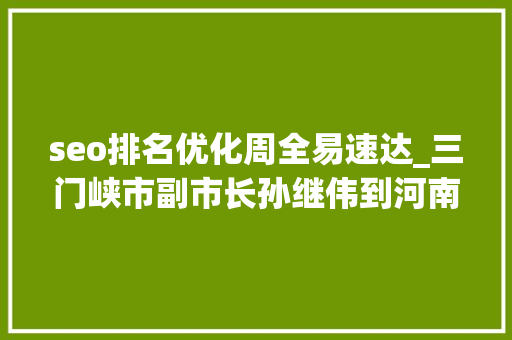 seo排名优化周全易速达_三门峡市副市长孙继伟到河南速达公司调研 搜狗SEO
