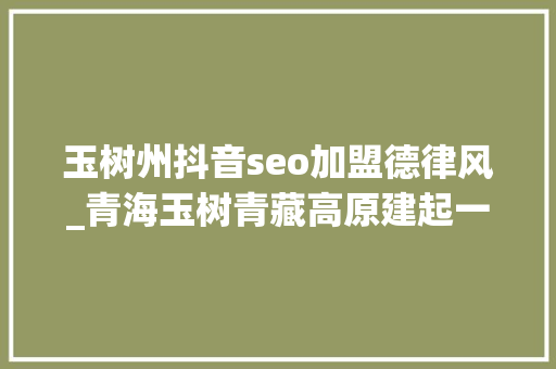 玉树州抖音seo加盟德律风_青海玉树青藏高原建起一座聪慧城 玉树州抖音seo加盟德律风_青海玉树青藏高原建起一座聪慧城 必应SEO