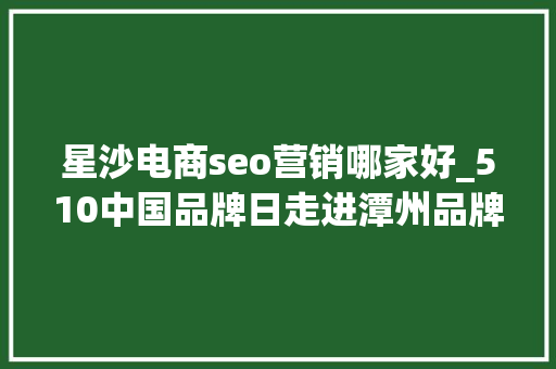 星沙电商seo营销哪家好_510中国品牌日走进潭州品牌故事