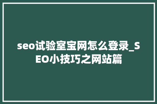 seo试验室宝网怎么登录_SEO小技巧之网站篇