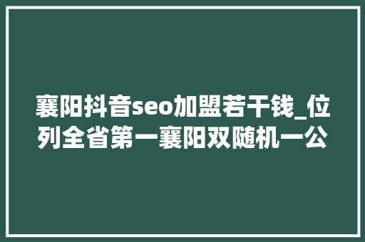 襄阳抖音seo加盟若干钱_位列全省第一襄阳双随机一公开年关考核结果公布