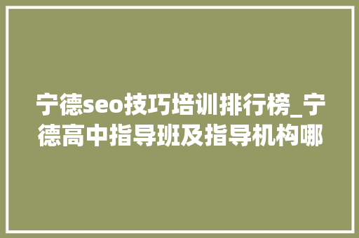 宁德seo技巧培训排行榜_宁德高中指导班及指导机构哪里比较好