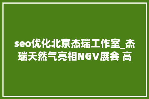 seo优化北京杰瑞工作室_杰瑞天然气亮相NGV展会 高效运用筹划引关注