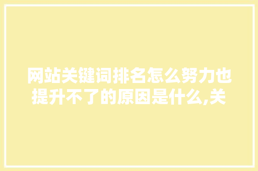 网站关键词排名怎么努力也提升不了的原因是什么,关键词没有排名的原因。 网站关键词排名怎么努力也提升不了的原因是什么,关键词没有排名的原因。 搜狗SEO