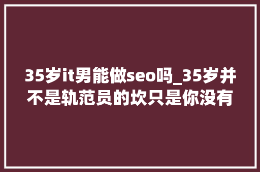 35岁it男能做seo吗_35岁并不是轨范员的坎只是你没有真的认清事实