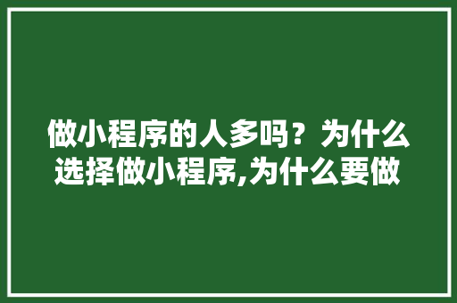 做小程序的人多吗？为什么选择做小程序,为什么要做外链设计。 做小程序的人多吗？为什么选择做小程序,为什么要做外链设计。 神马SEO