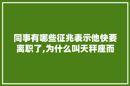 同事有哪些征兆表示他快要离职了,为什么叫天秤座而不是天平座。