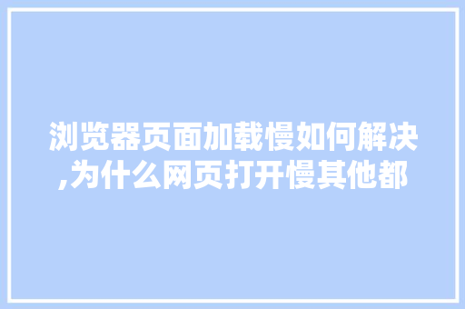 浏览器页面加载慢如何解决,为什么网页打开慢其他都没事。 浏览器页面加载慢如何解决,为什么网页打开慢其他都没事。 神马SEO