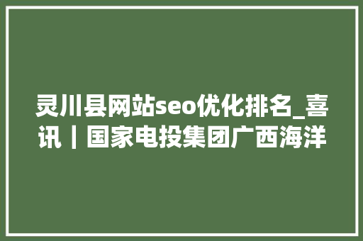 灵川县网站seo优化排名_喜讯｜国家电投集团广西海洋1号风电场110kV升压站送电成功