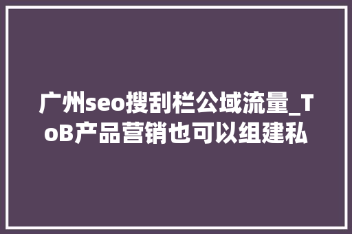 广州seo搜刮栏公域流量_ToB产品营销也可以组建私域吗