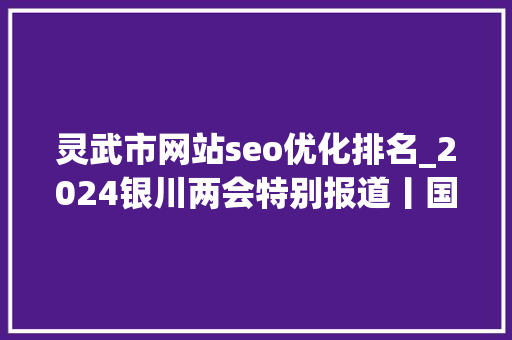 灵武市网站seo优化排名_2024银川两会特别报道丨国网银川供电公司 靠得住电力赋能经济高质量成长