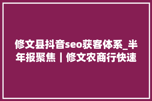修文县抖音seo获客体系_半年报聚焦｜修文农商行快速扩展后遗症初显 上半年净利暴跌54