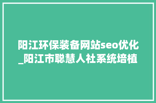 阳江环保装备网站seo优化_阳江市聪慧人社系统培植项目
