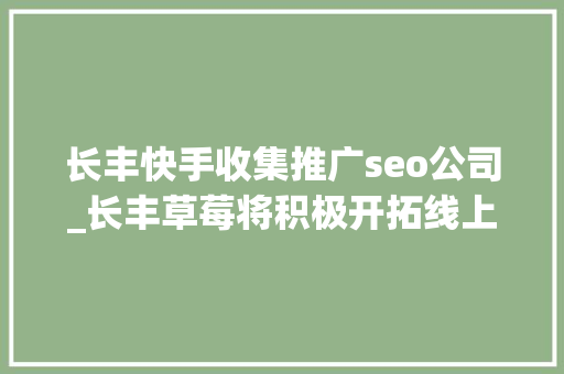 长丰快手收集推广seo公司_长丰草莓将积极开拓线上模式专访长丰农业技能推广中央杨晓虎 长丰快手收集推广seo公司_长丰草莓将积极开拓线上模式专访长丰农业技能推广中央杨晓虎 网站建设公司