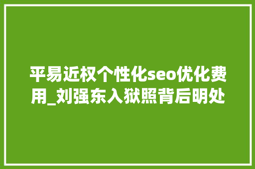 平易近权个性化seo优化费用_刘强东入狱照背后明处是集体狂欢暗处是一整条灰色家当链